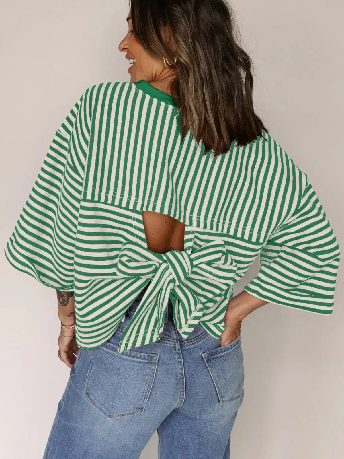 Striped Back Bow Tie T-shirt (23)