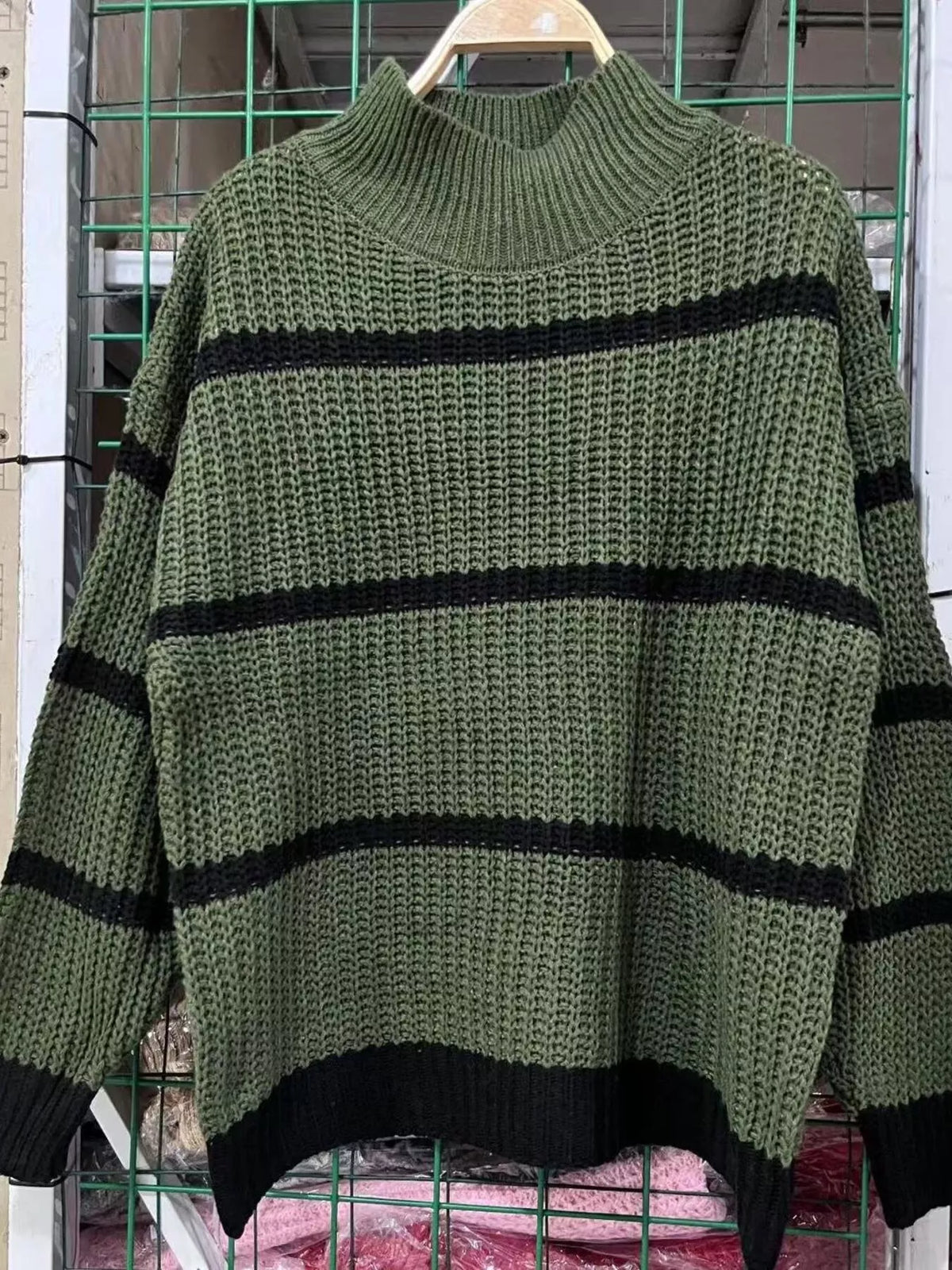 Striped Mock Neck Knit Sweater (14)