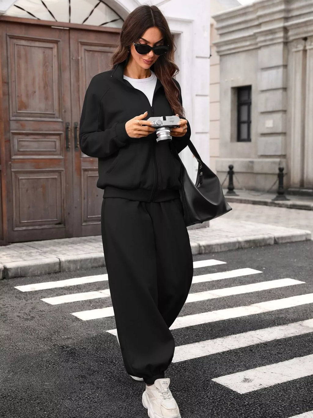 Zip-up Long Sleeve Top Pants Set (12)