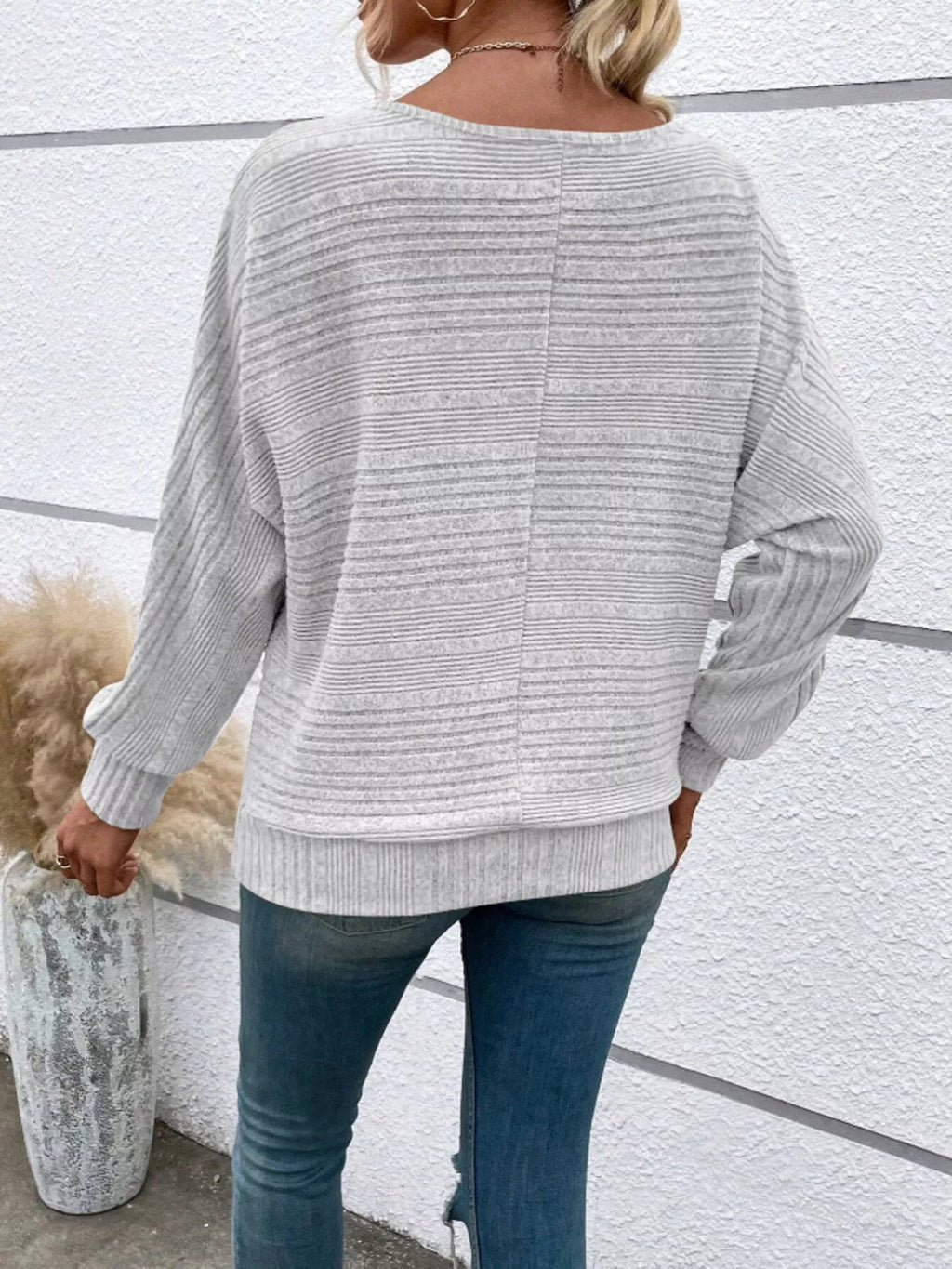 Ribbed Round Neck Long Sleeve Top (9)
