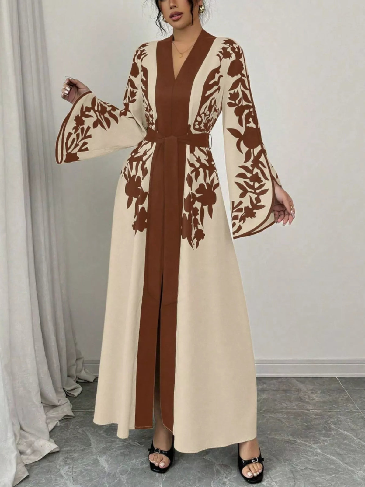 Printed Tie Waist Maxi Dress (19)
