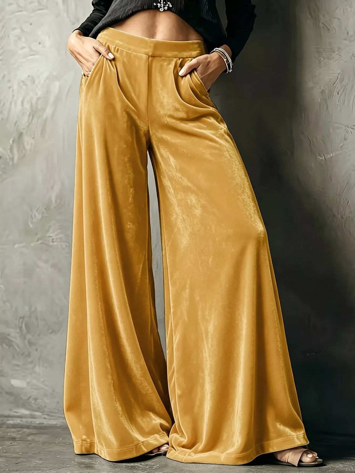 Full Size High-waisted Wide-leg Velvet Pants Plus (11)