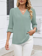 V-neck 3/4 Sleeve Blouse (25)