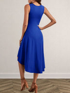 Ruched Round Neck Sleeveless Dress (2)
