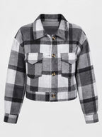 Plaid Button-front Cropped Jacket (46)