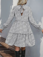 Frill Printed Mock Neck Long Sleeve Mini Dress (16)