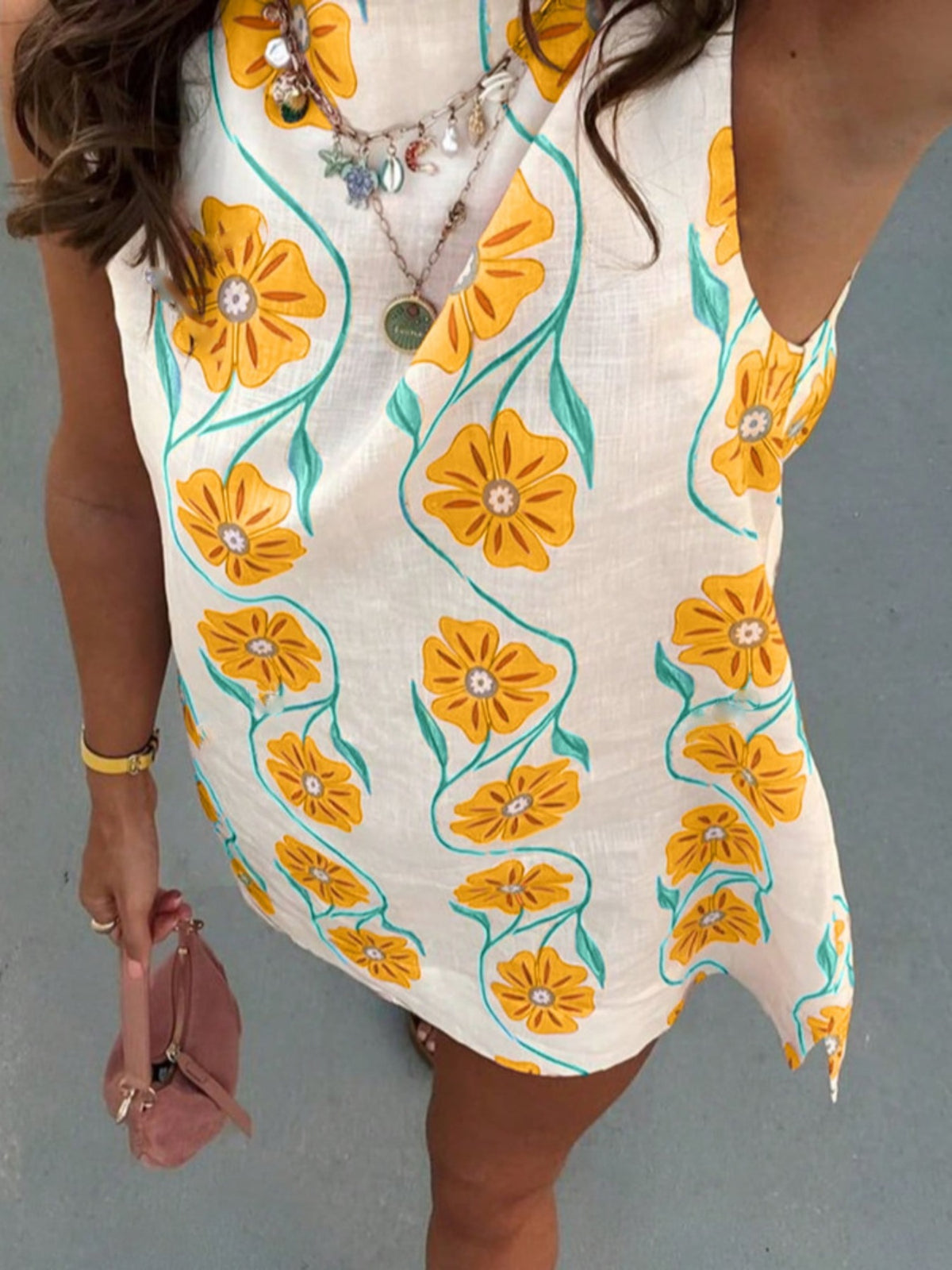 Floral Pattern Sleeveless Mini Dress (7)