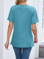 Casual V-neck Short Sleeve T-shirt (4)