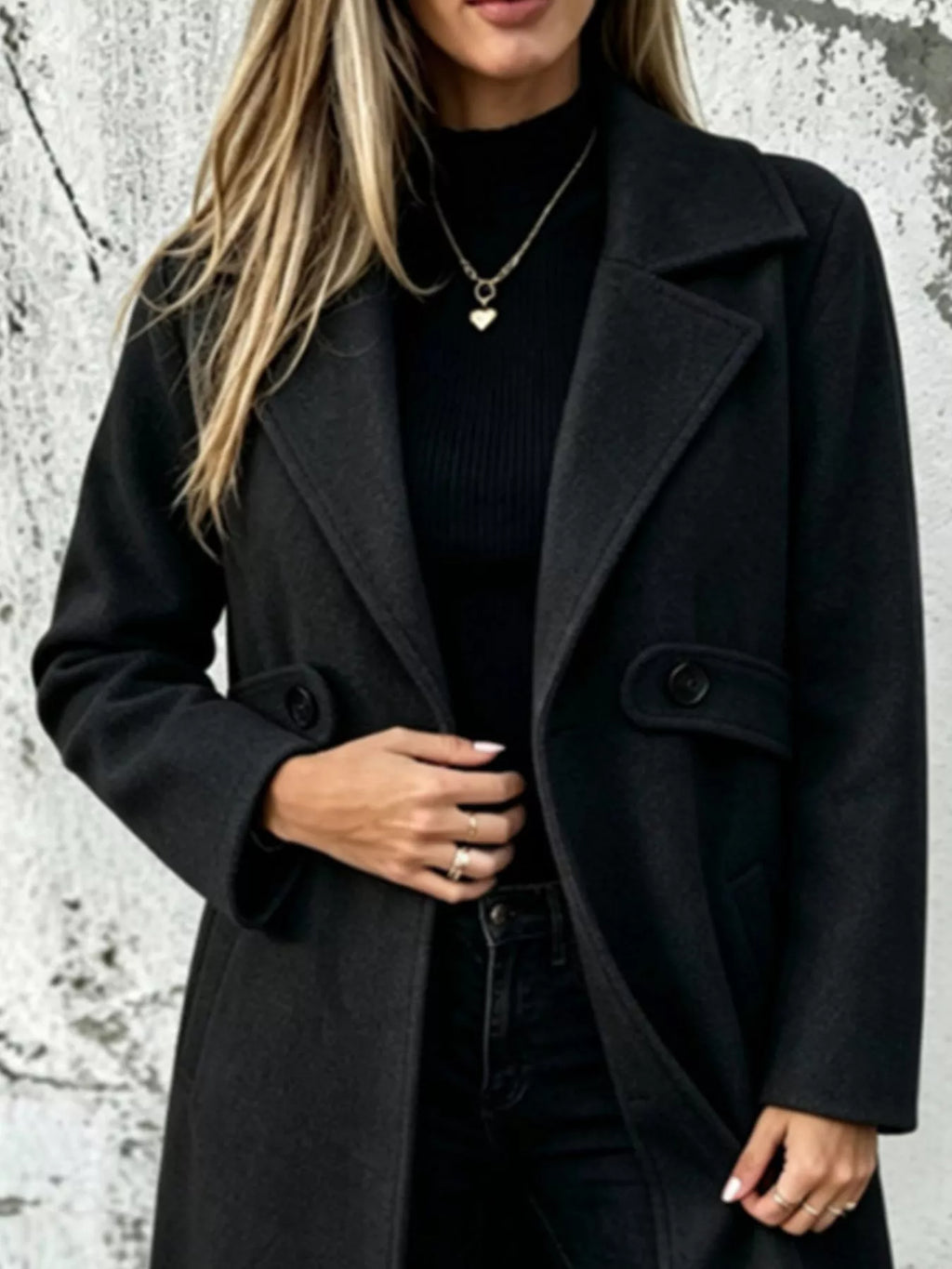 Full Size Lapel Collar Longline Overcoat Plus (6)