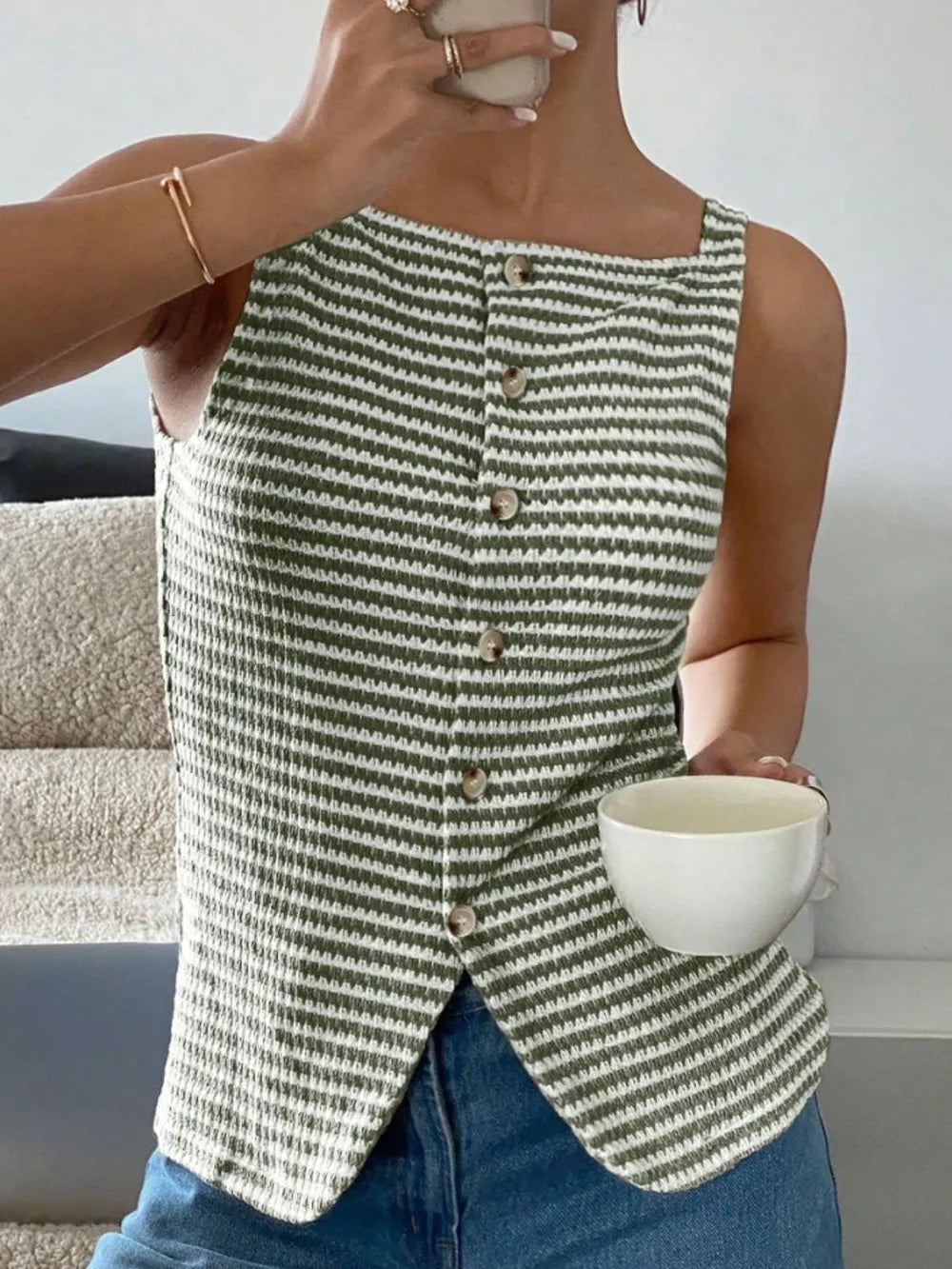 Button Down Striped Tank (2)