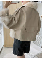 Sense Fox Fur Stitching Leather Coat photo 8