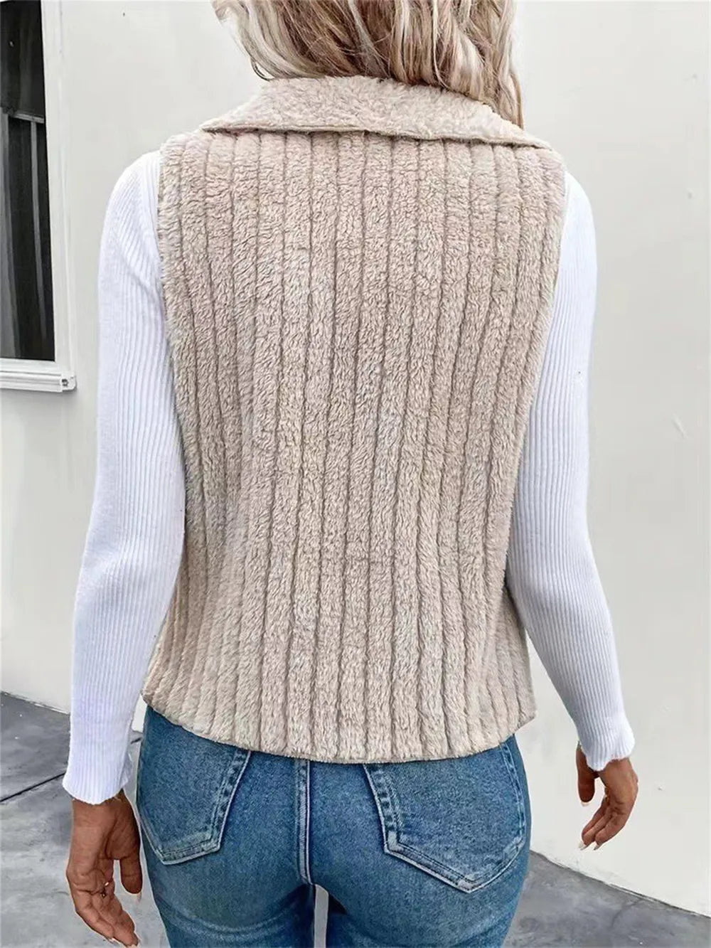 Open Front Fuzzy Vest Coat (3)