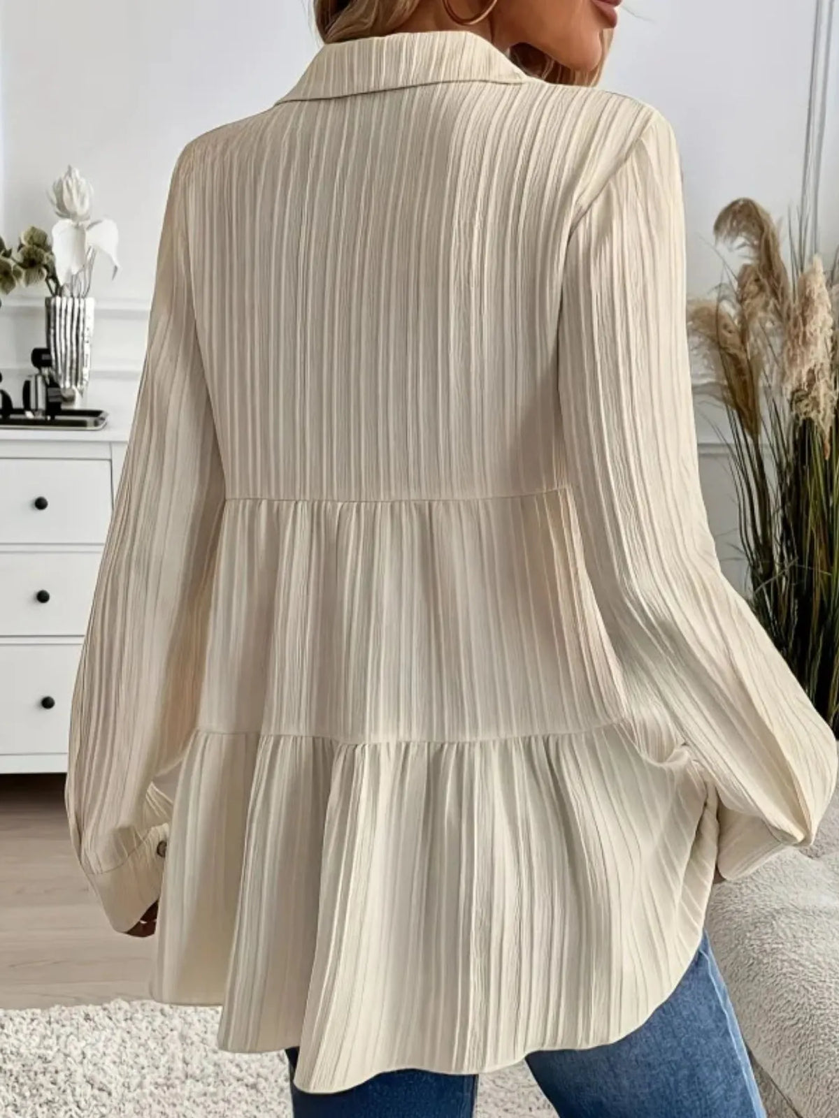 Striped Button-down Tiered Shirt (6)