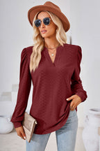 V-neck Puff Sleeve Blouse (14)