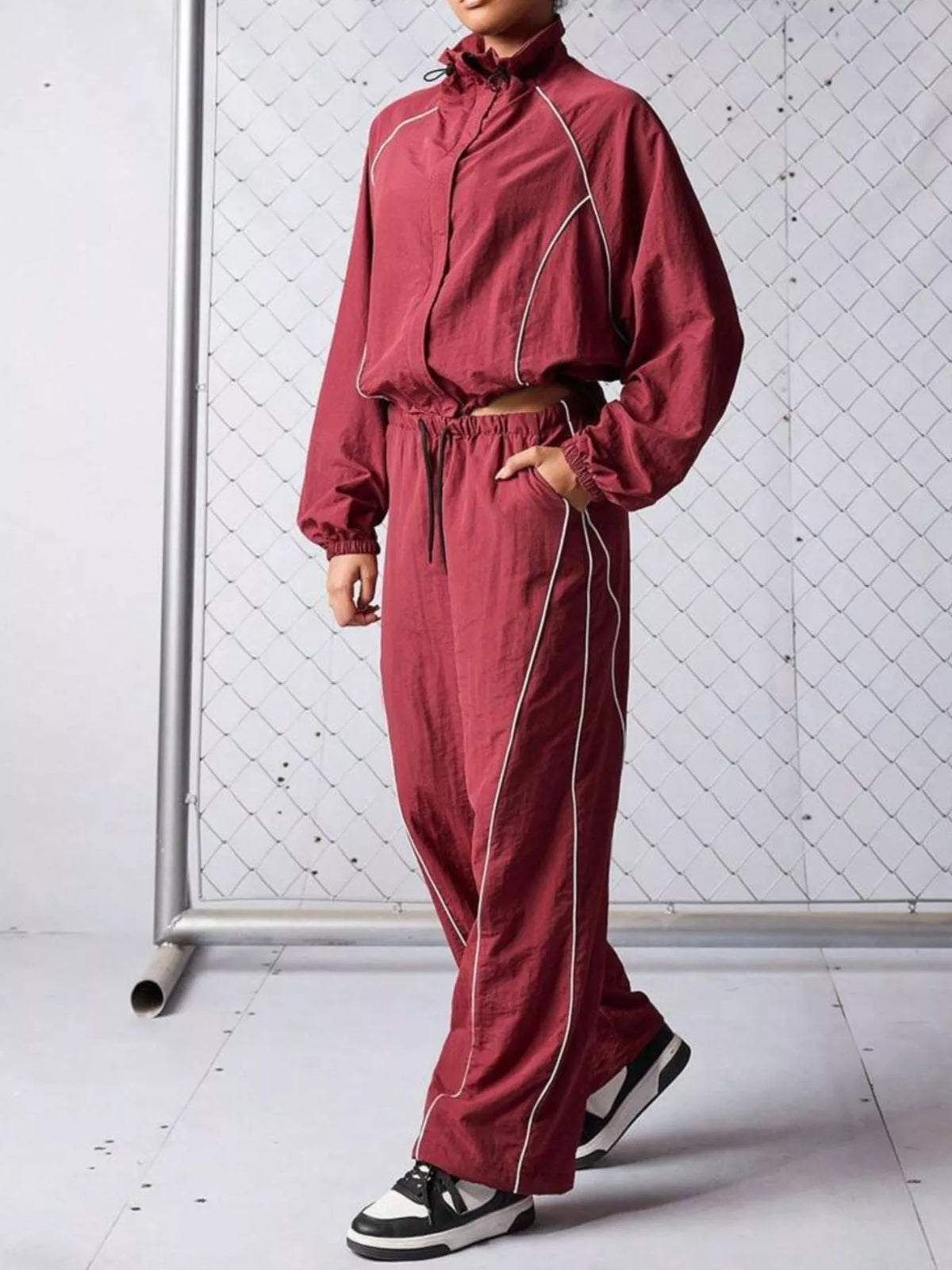 Crop Jacket Wide-leg Pants Set (3)