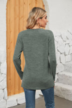 Notched Neck Long Sleeve T-shirt (12)