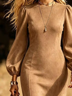Fringe Round Neck Balloon Sleeve Dress (10)