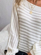 One Shoulder Ribbed Knit Sweater (2)