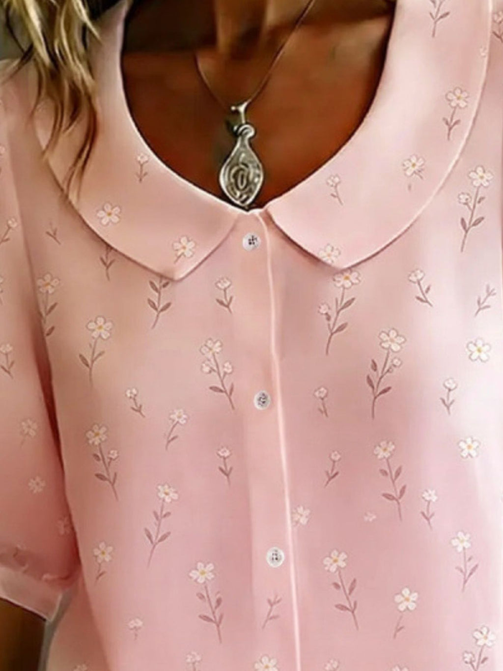 Floral Print Peter Pan Collar Shirt (8)