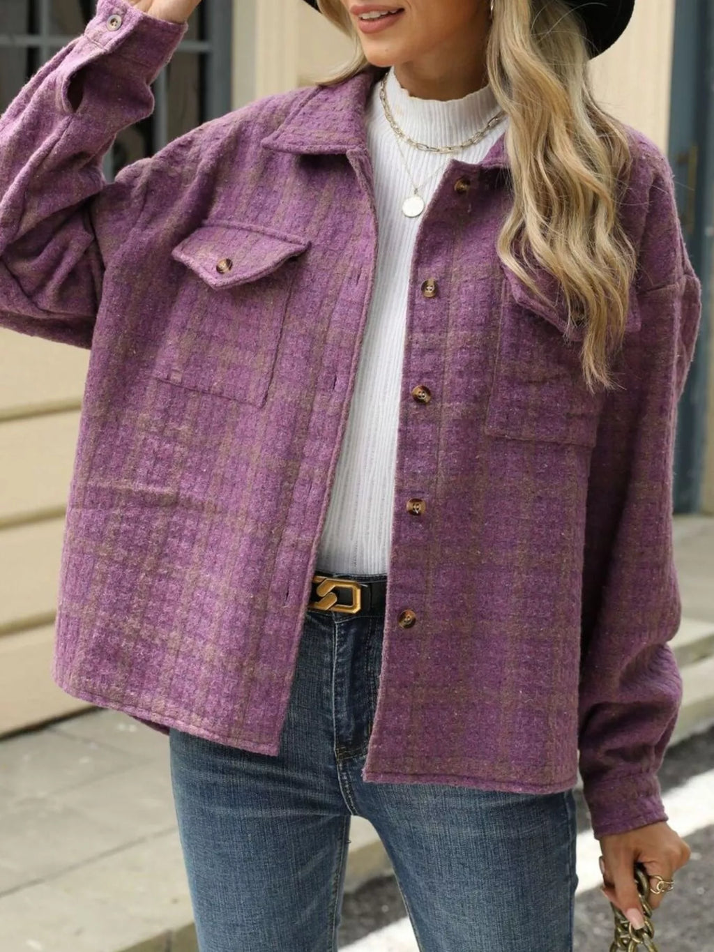 Plaid Button Up Long Sleeve Jacket (18)