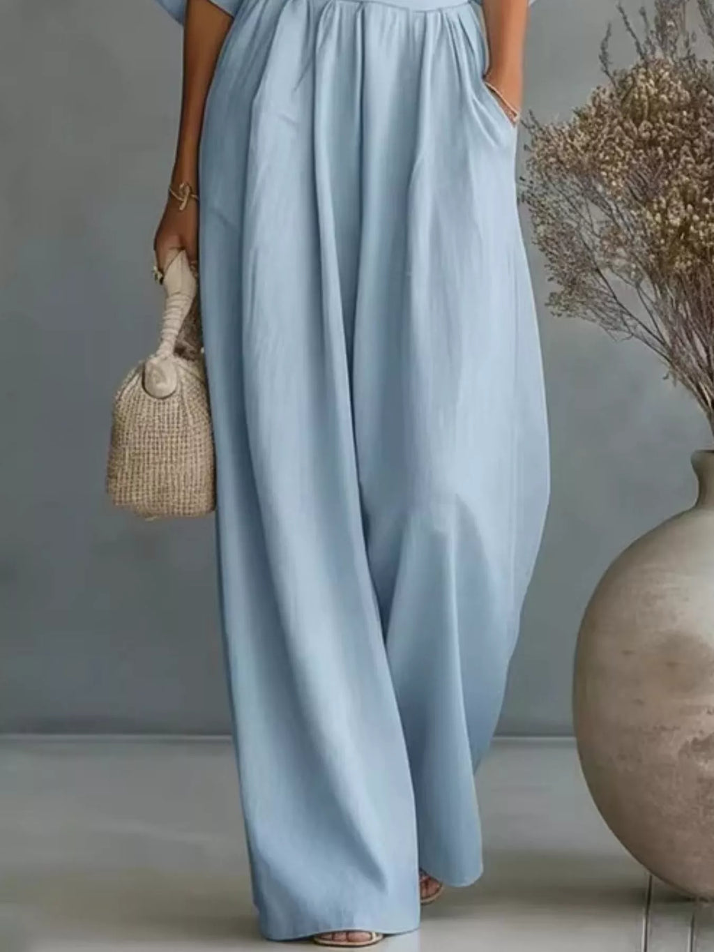 Full Size Half Sleeve Wide-leg Jumpsuit Plus (3)