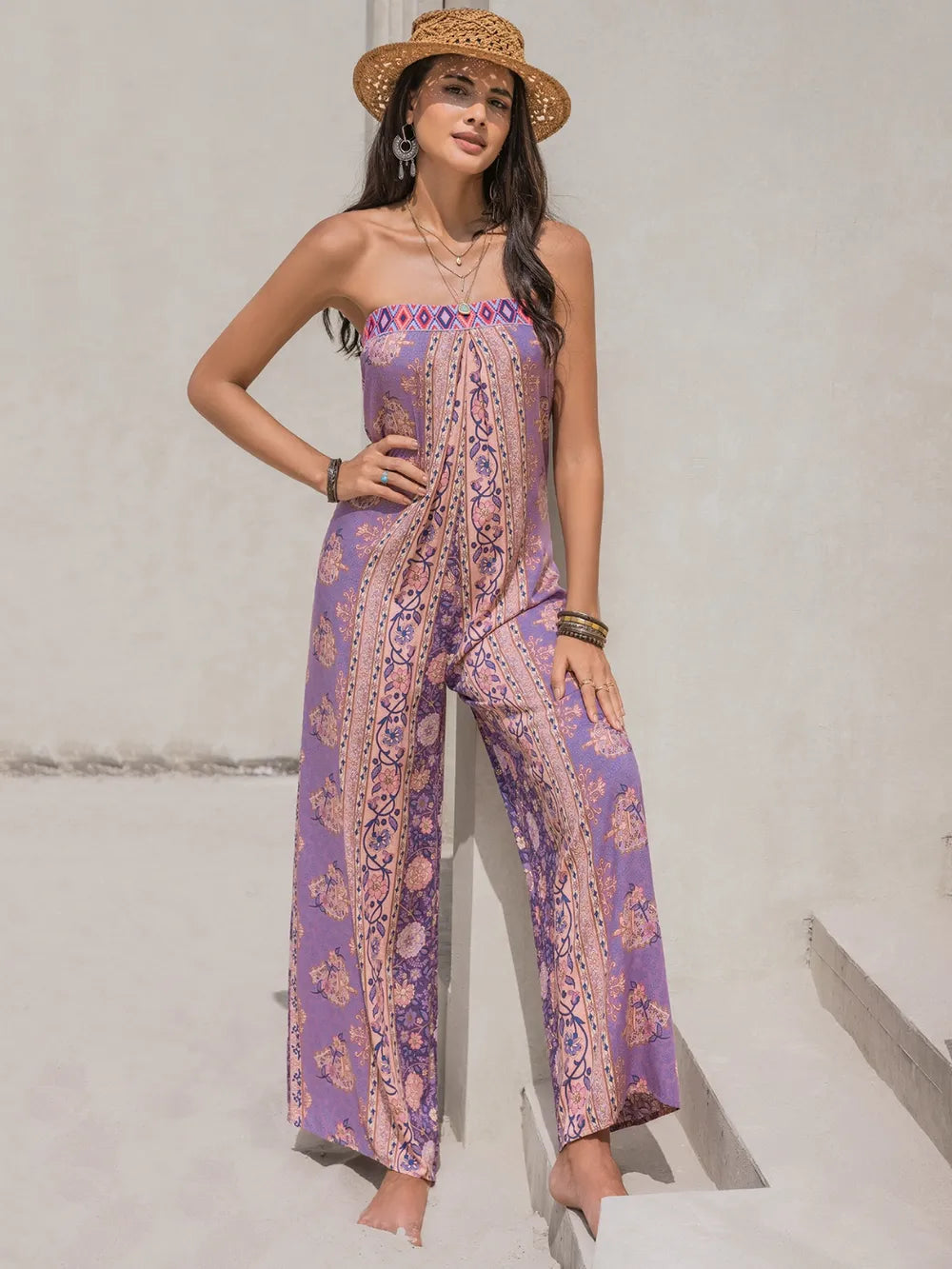 Tied Printed Tube Wide Leg Jumpsuit (6)