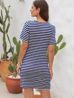 Cutout Striped Round Neck Short Sleeve Dress (6)