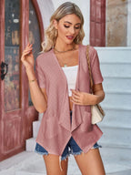Eyelet Open Front Short Sleeve Cover Up (28)