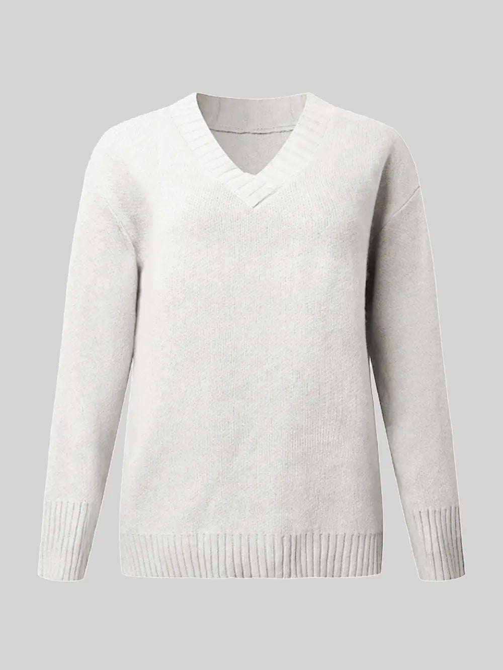 V-neck Long Sleeve Knit Top (6)