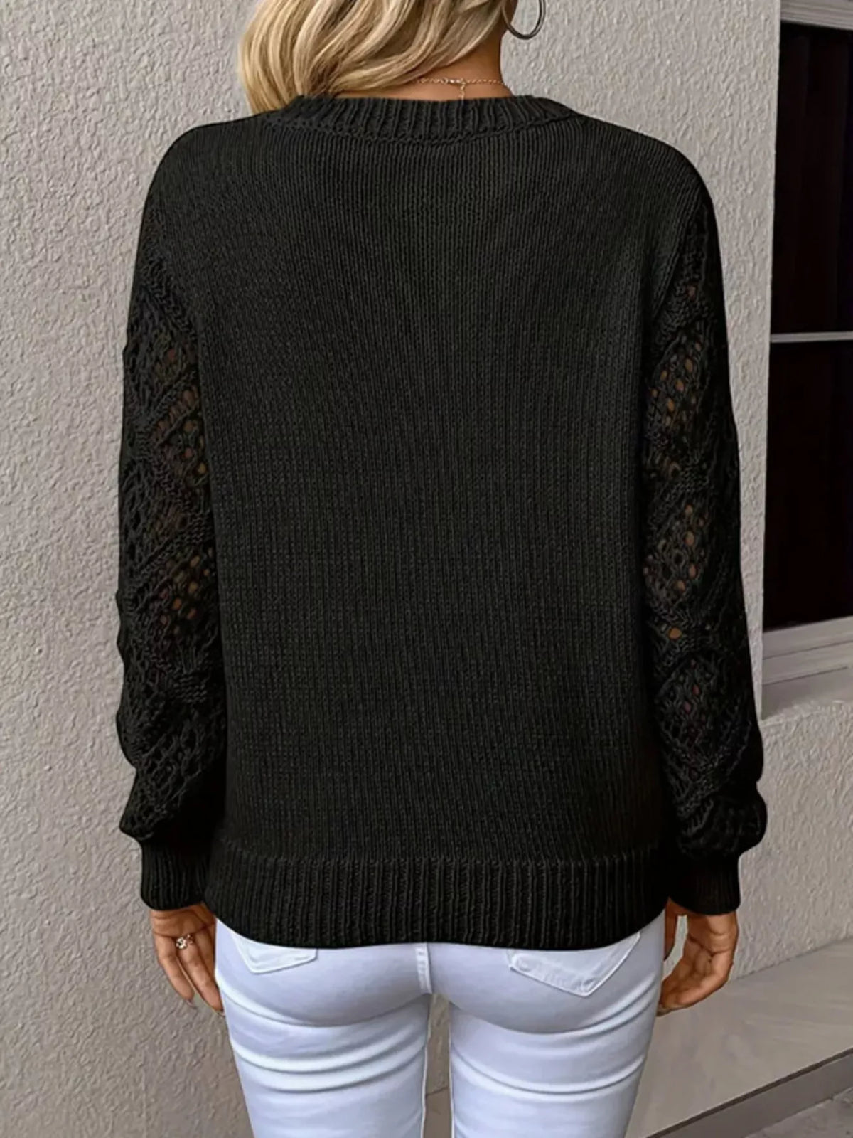 V-neck Hollow-out Sleeve Knit Sweater (6)