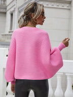 Horizontal Ribbing Dolman Sleeve Sweater (16)