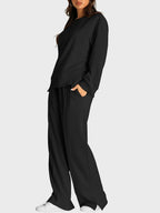 Round Neck Long Sleeve Top Slit Pants Set (7)