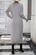 Notched Neck Dropped Shoulder Button-down Midi Dress (19)