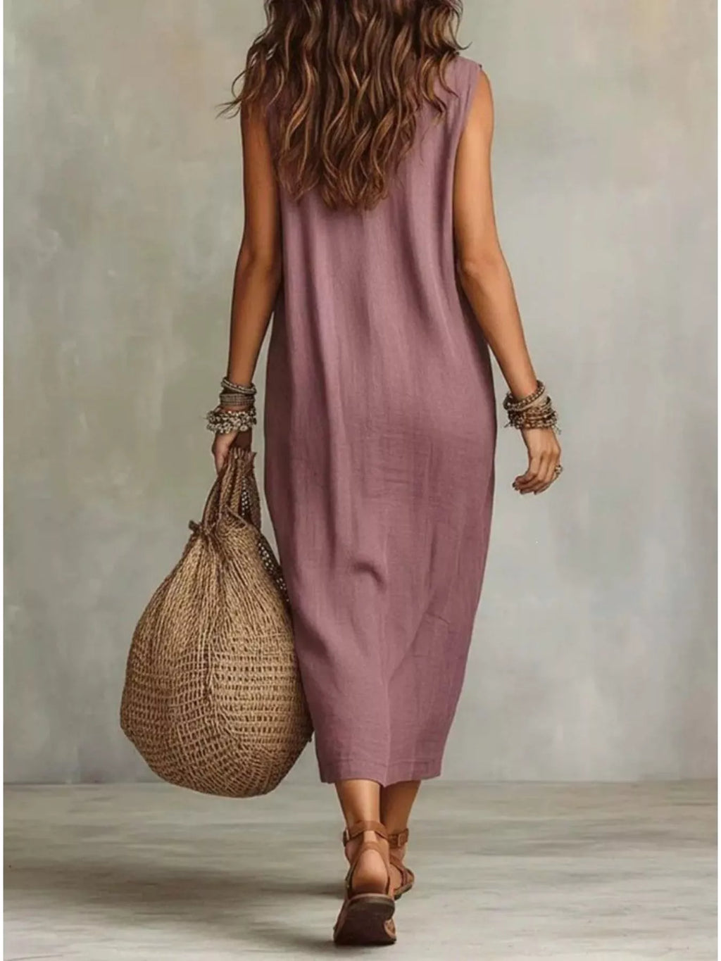 Full Size Cowl Neck Sleeveless Midi Dress Plus (2)