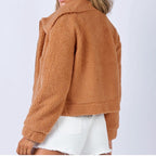 Long Sleeve Collared Neck Sherpa Jacket (6)