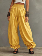 Full Size Smocked Ruffle Hem Wide Leg Pants Plus (7)