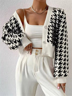 Houndstooth V-neck Button Up Cardigan (13)