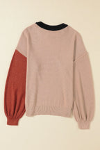 Contrast Round Neck Dropped Shoulder Sweater (4)