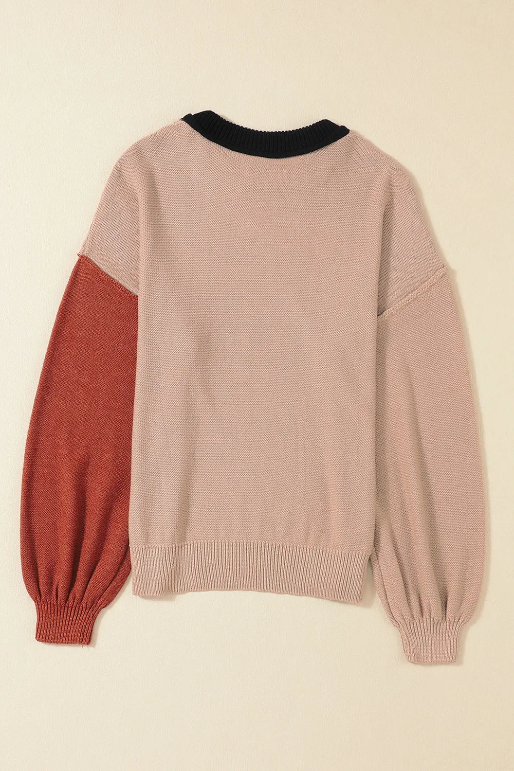 Contrast Round Neck Dropped Shoulder Sweater (4)