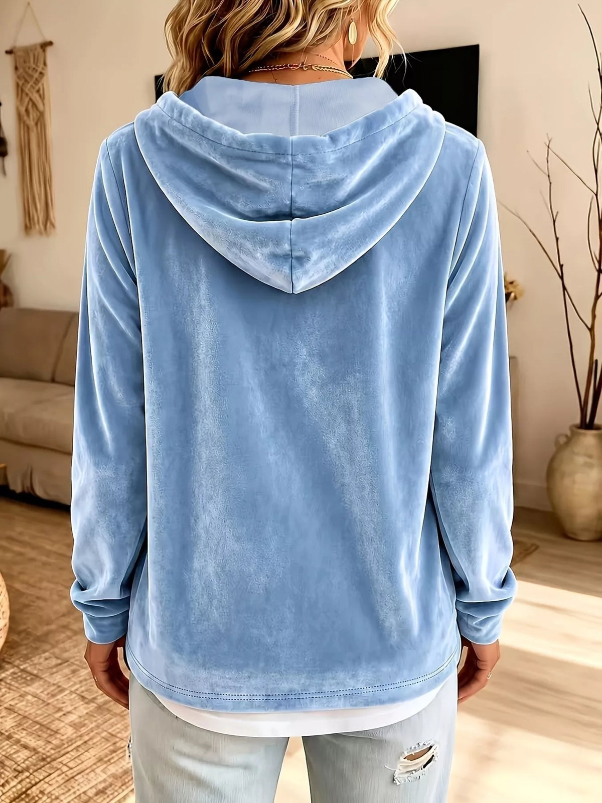 Full Size Drawstring Velvet Long Sleeve Hoodie Plus (6)