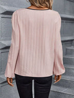 Contrast Notched Long Sleeve Blouse (15)