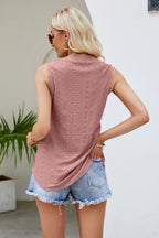 Notched Neck Curved Hem Eyelet Tank (9)
