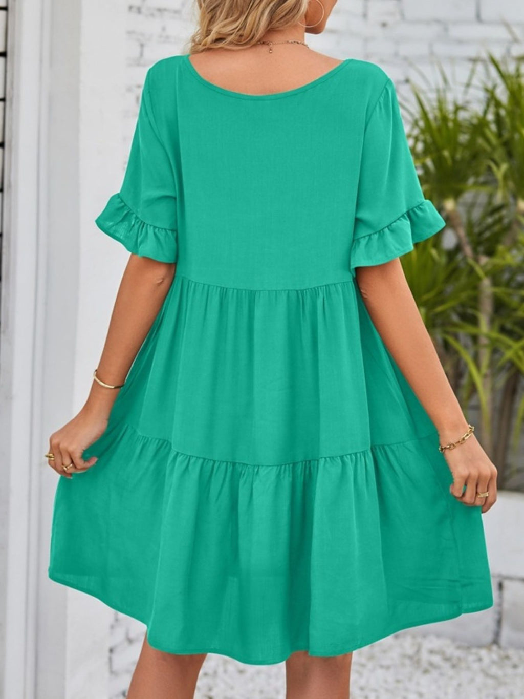 Ruffled Sleeve Tiered Mini Dress (17)