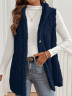 Button-down Sherpa Hooded Vest Coat (8)