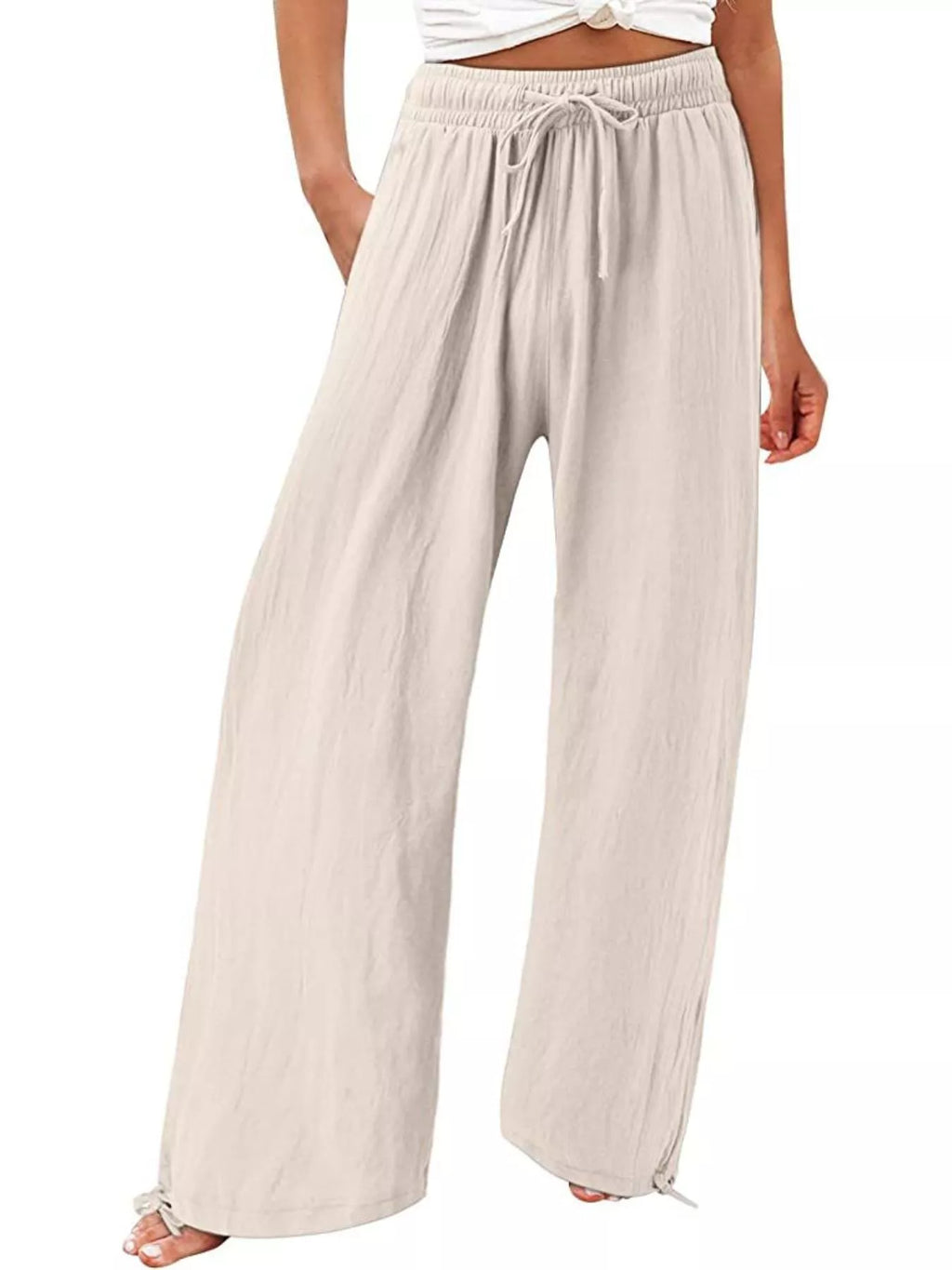 Full Size Wide Leg Pants Drawstring Waist Plus (2)