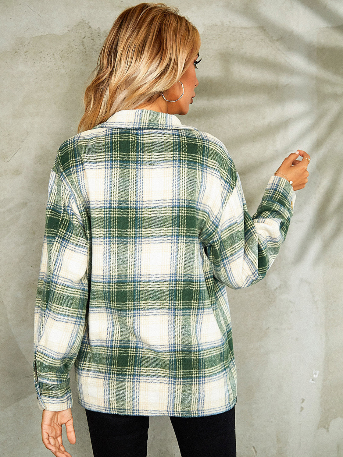 Plaid Button Down Collared Jacket (15)