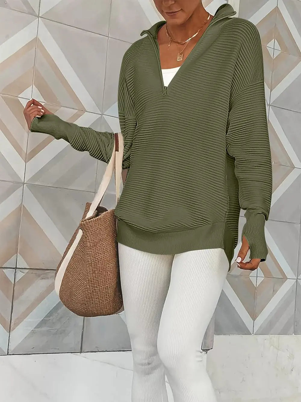 Half Zip Long Sleeve Knit Top (20)