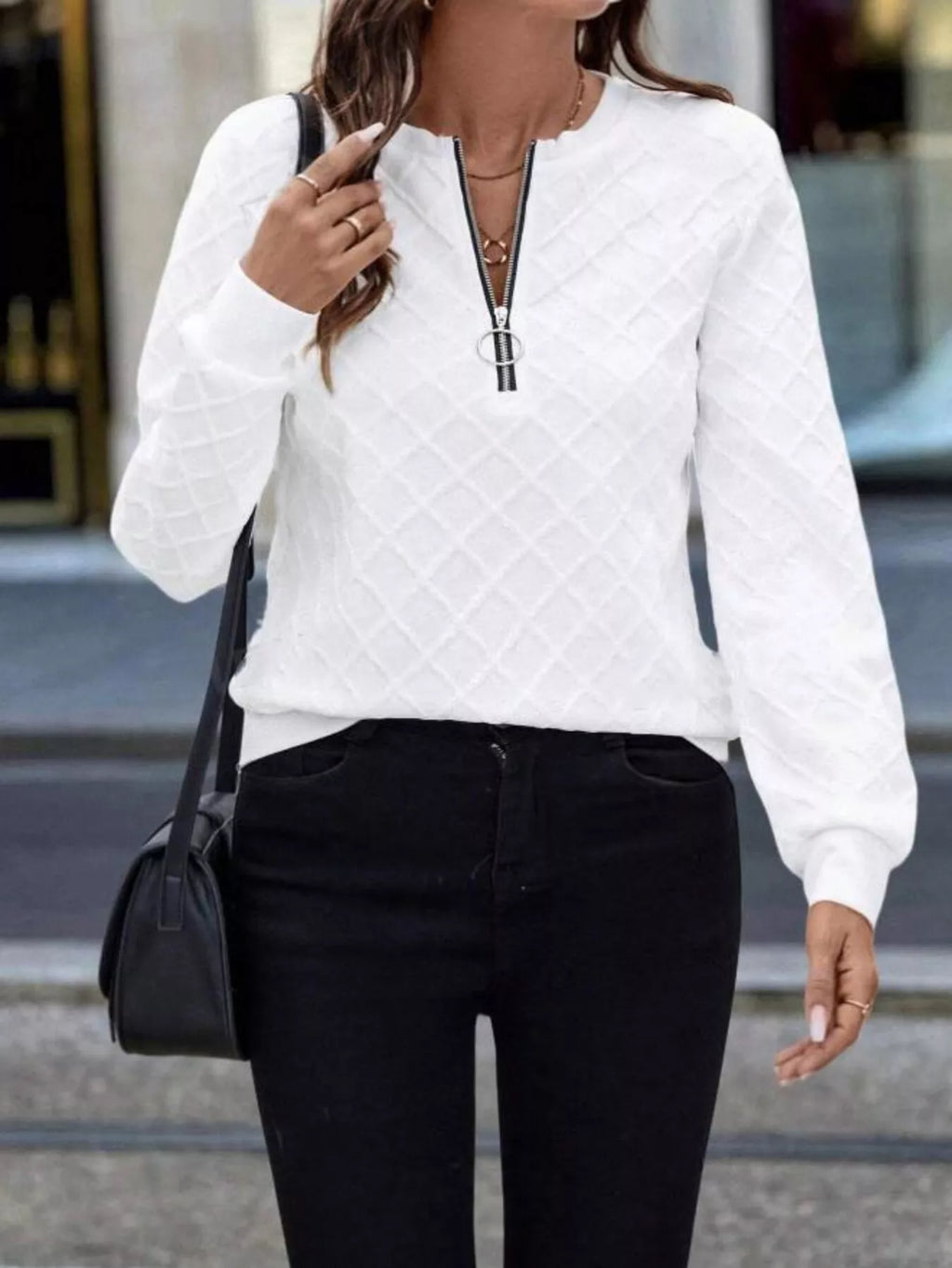 Textured Quarter-zip Sweatshirt