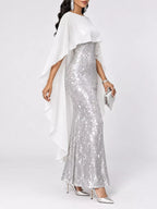 Sequin Cape Overlay Evening Dress (32)