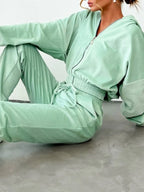Zip Up Long Sleeve Top Pants Set (6)